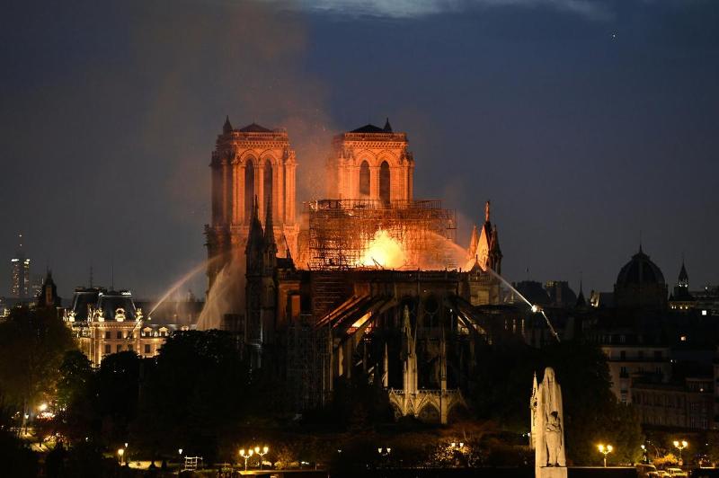 Échafaudage autour de Notre-Dame avant l’incendie, montrant les travaux de rénovation
